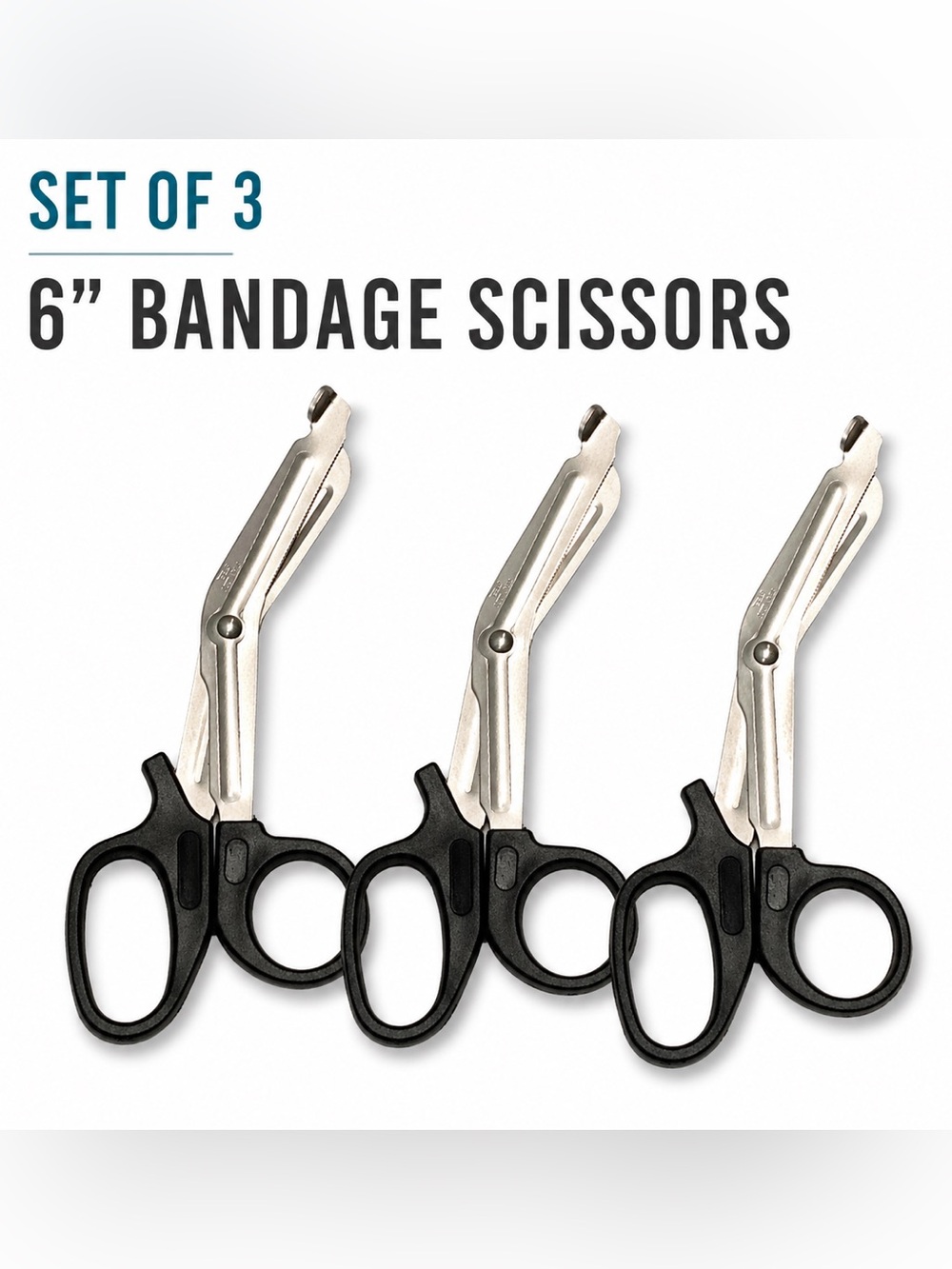 Set of 3 Stainless Steel Bandage Scissors / Medical Shears 6”